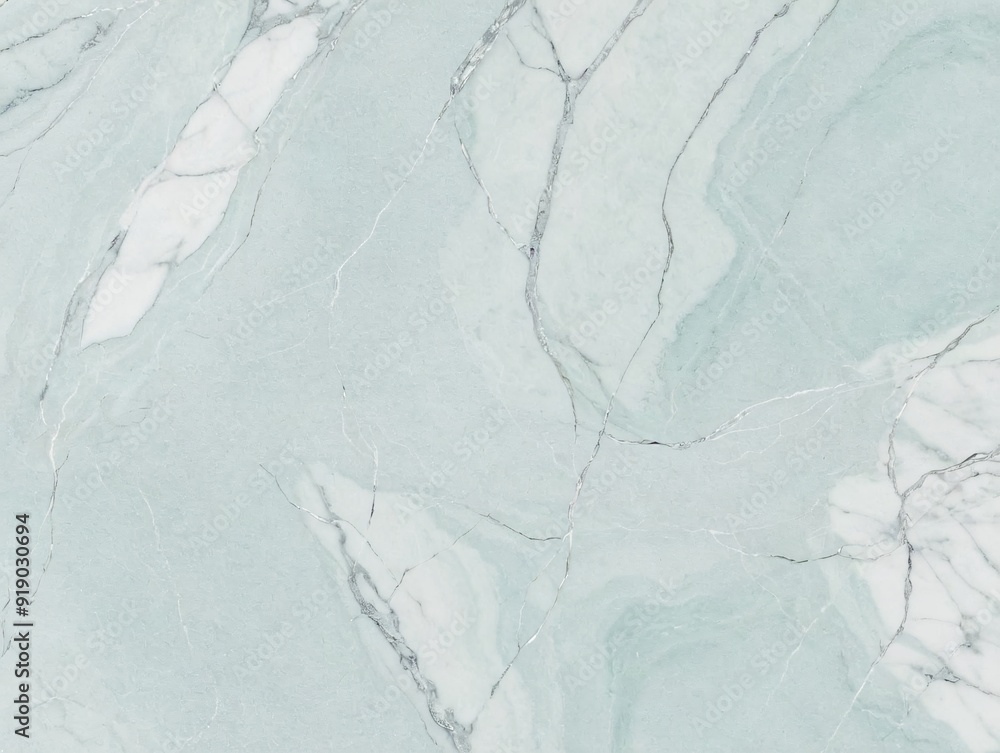 Obraz premium Gentle aqua marble with subtle white and silver veins creating a serene effect