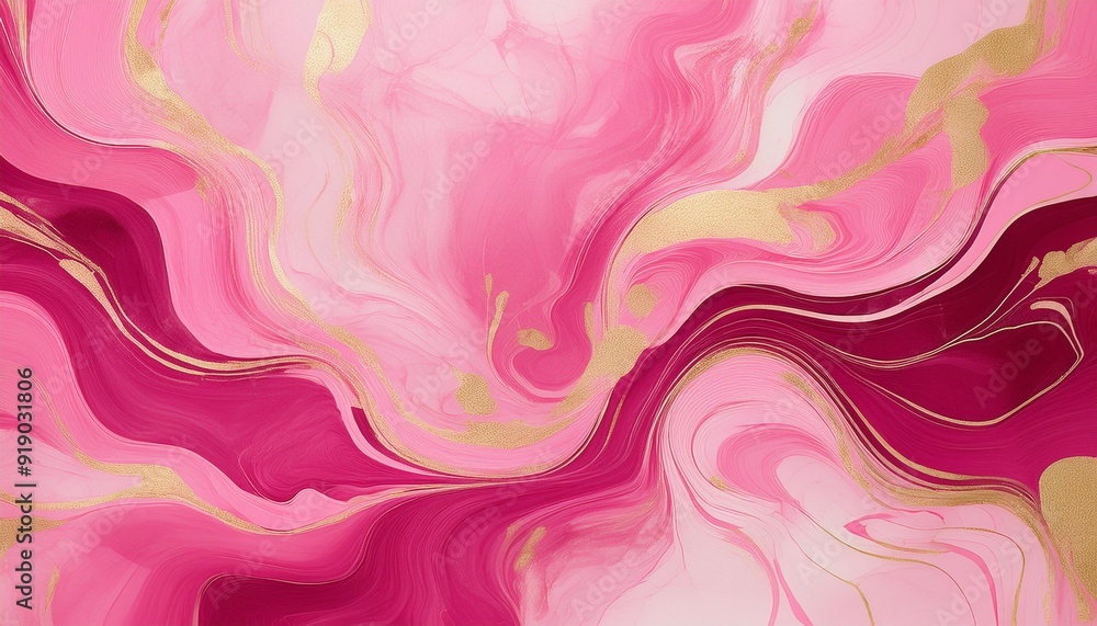 Blossoming Marble: Abstract Pink Petals with Gold Highlights Blossoming Marble: Abstract Pink Petals with Gold Highlights