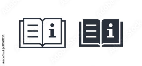 Book icon. Open book symbol. Read instruction vector icon. User manual sign. Isolated on white background.
