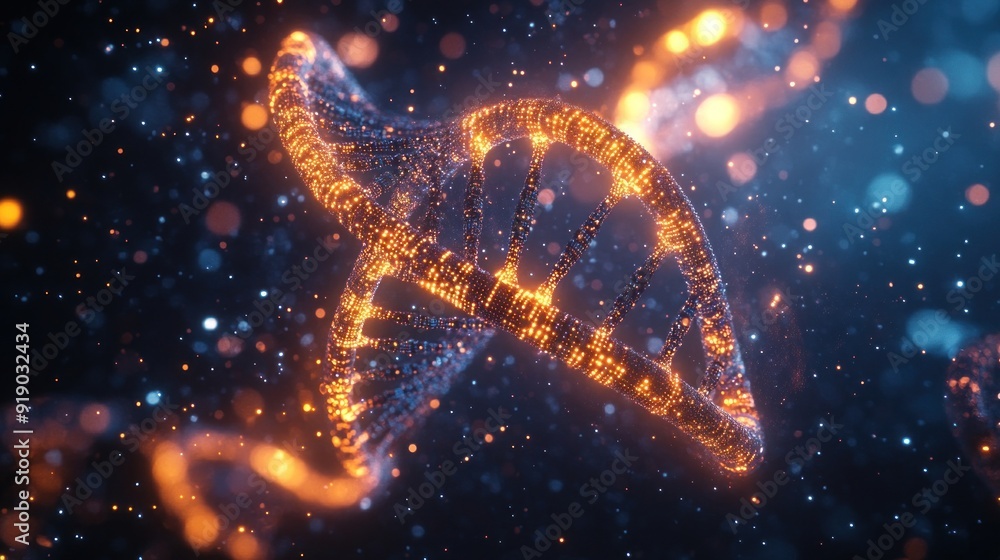 Abstract DNA double helix made of light particles. Abstract DNA double helix made of light particles.