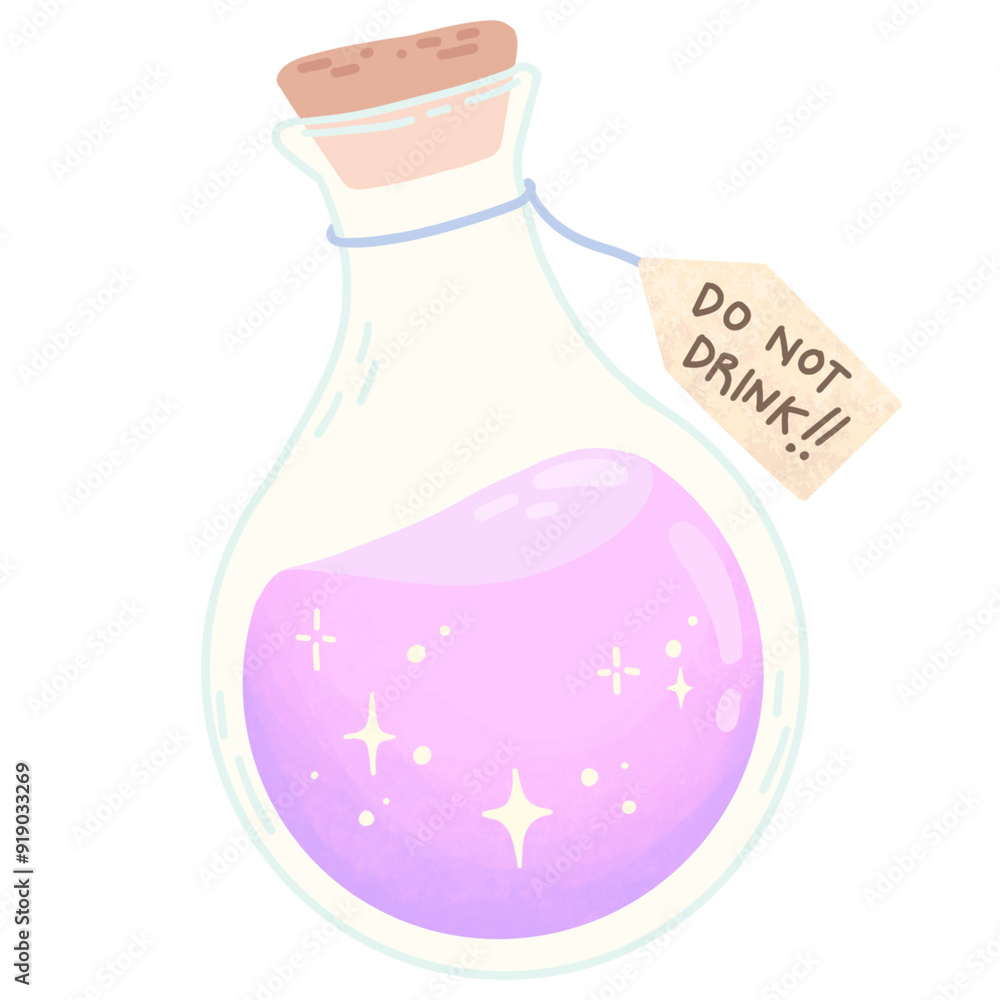 Illustration of Pink Potion in a circular vial . perfect for Pattern Design, social media, product or merch design for halloween Illustration of Pink Potion in a circular vial . perfect for Pattern Design, social media, product or merch design for halloween