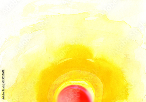 Watercolor painting of rising or setting sun