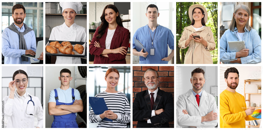 © New Africa - Different professions collage, photos of various people