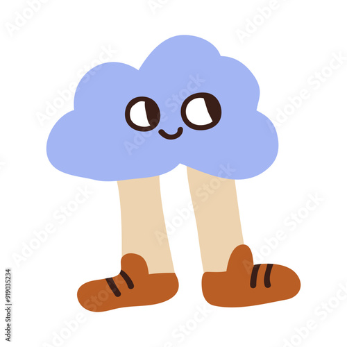 Cute funny cloud, baby character with happy smile, kawaii lovely face. Adorab...