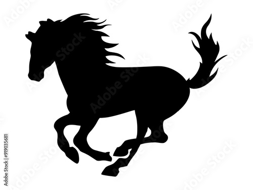 Drawing a silhouette of a running horse
