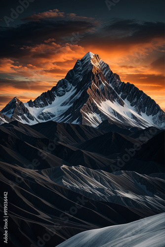 colorful landscape mountains, sunset view, photo, image