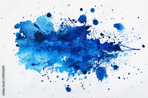 Blue gradients ink splash, colorful spray and stains, dirty artistic, paint splatter watercolor background