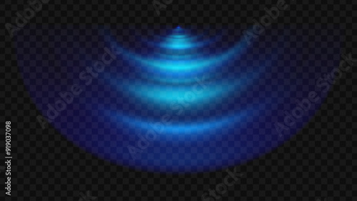 Sensor Lines Effect. Radar Sonar or Signal Sound Scanner. Wireless Technology Digital Radar Radial Waves for Motion Detection. Radio Signal Ripple Effect Concept. Vector Tech Illustration.