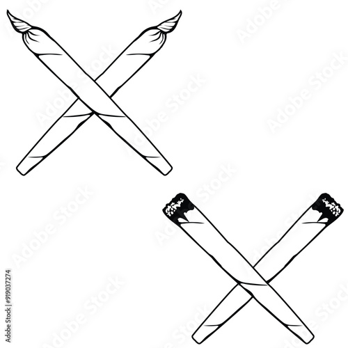 Weed joint vector illustration. Crossed weed joint 