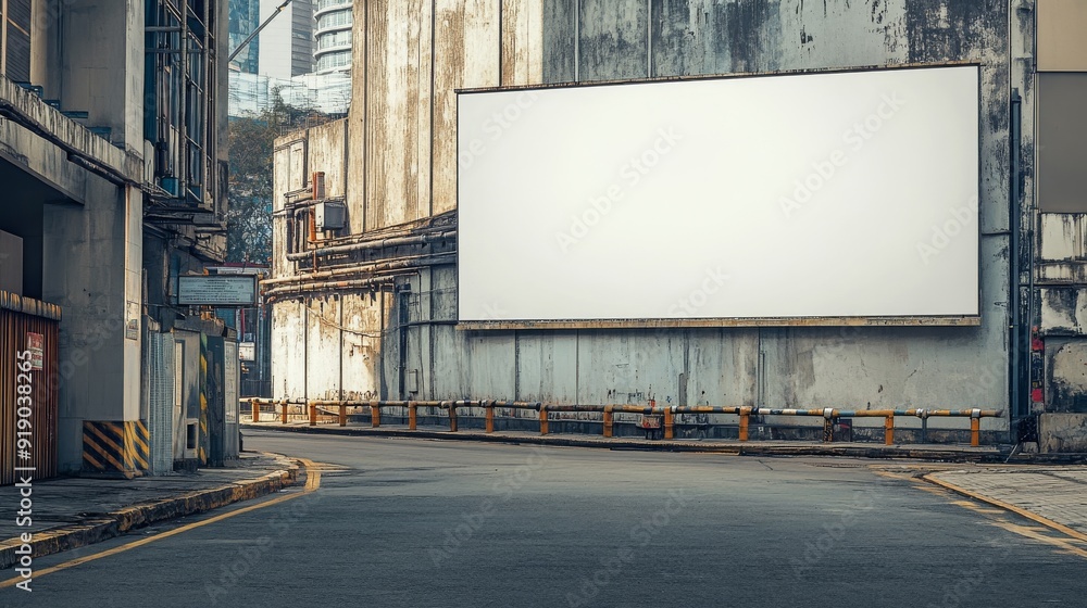 Empty Billboard on a Side Street in a City Empty Billboard on a Side Street in a City