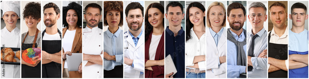 Obraz premium Different professions collage, photos of various people