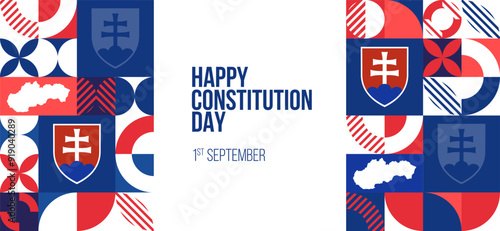 Canvas Print Happy Constitution Day Slovakia Banner