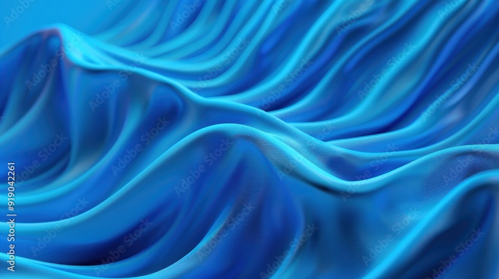 Obraz premium Dynamic Blue Wave, a striking digital illustration featuring an abstract background of flowing blue waves, evoking a sense of movement and depth through intricate 3D rendering.