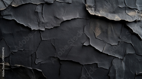 Wallpaper Mural "Set of black ripped paper pieces with double torn edges, displayed against a black background." Torontodigital.ca