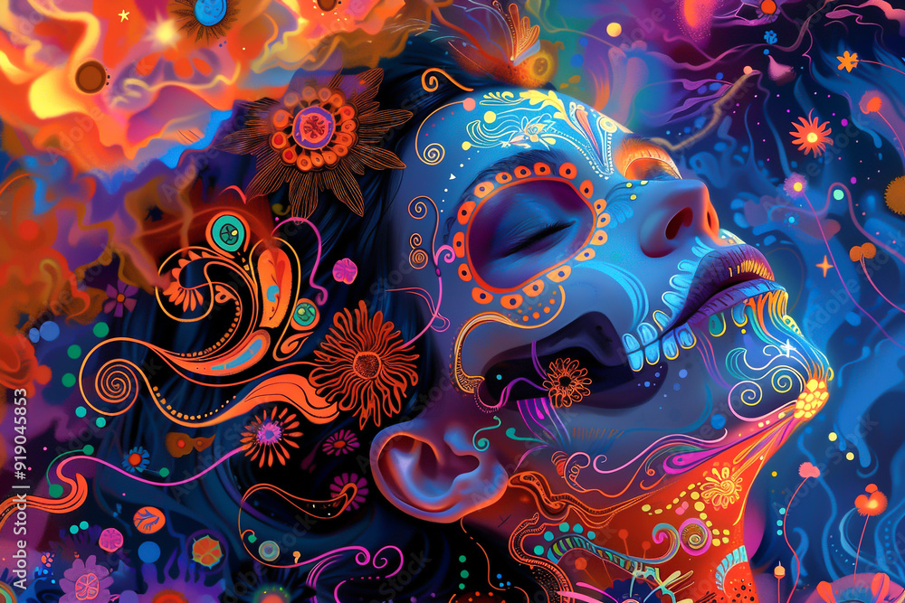 Fashionable Xray artwork, psychedelic style, bright hues, digital illustration, intricate details, vibrant patterns, magical elements Fashionable Xray artwork, psychedelic style, bright hues, digital illustration, intricate details, vibrant patterns, magical elements