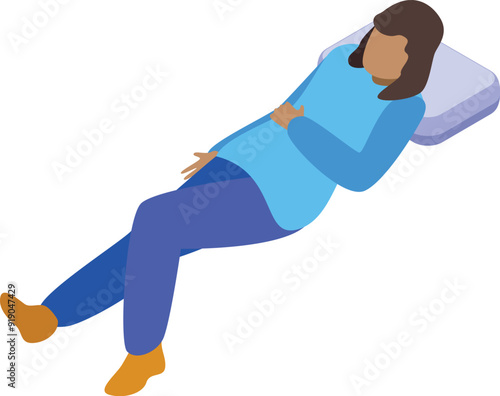 Young office worker is lying on a pillow, enjoying a moment of relaxation during her break
