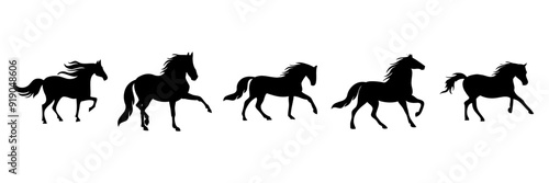 A collection of black horse silhouette vector illustrations
