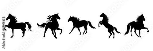 A collection of black horse silhouette vector illustrations