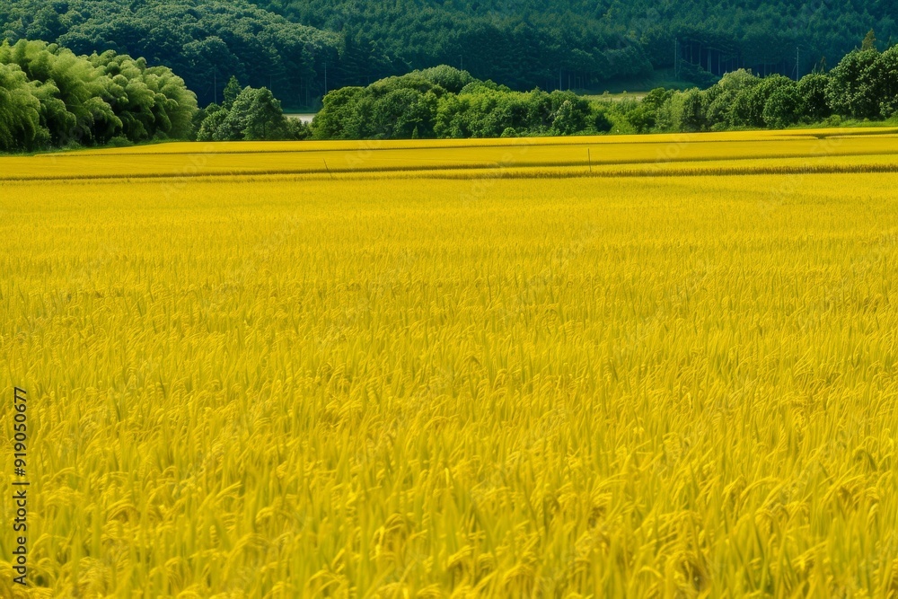 Fototapeta premium A bird's-eye view of the Palouse, with rolling green hills and golden wheat fields stretching to the horizon. Beautiful simple AI generated image in 4K, unique.