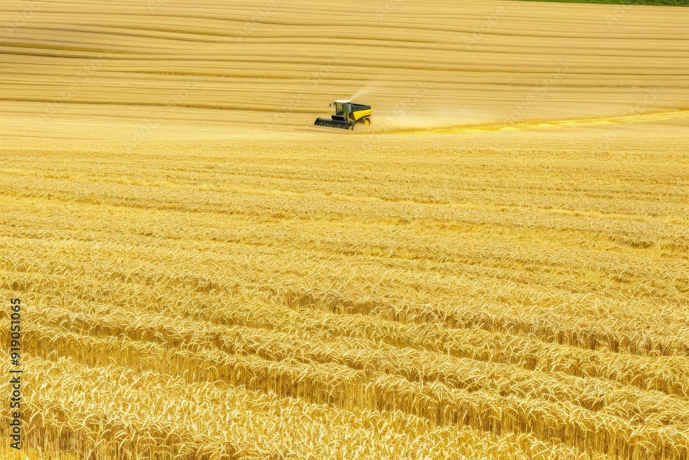 Obraz premium A bird's-eye view of the Palouse, with rolling green hills and golden wheat fields stretching to the horizon. Beautiful simple AI generated image in 4K, unique.