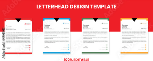 Modern and minimal corporate company business letterhead template. letterhead template design with color variation bundle