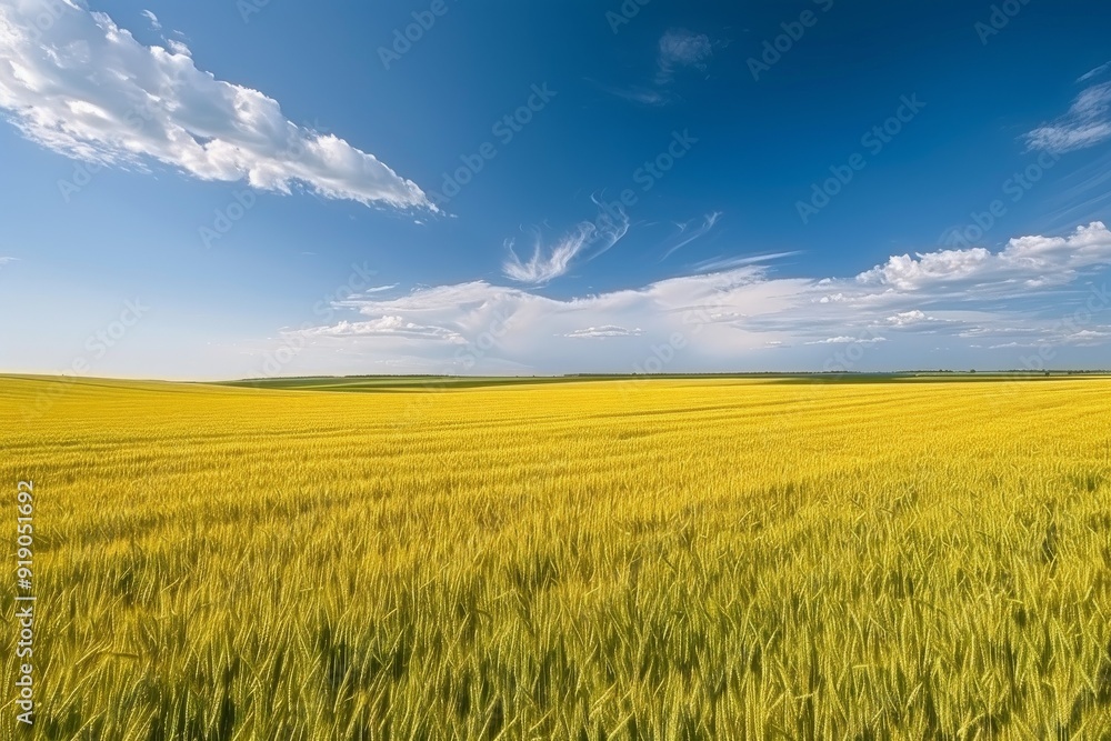 Endless Golden Wheat Field Under a Clear Blue Sky - Agricultural Splendor. Beautiful simple AI generated image in 4K, unique. Endless Golden Wheat Field Under a Clear Blue Sky - Agricultural Splendor. Beautiful simple AI generated image in 4K, unique.