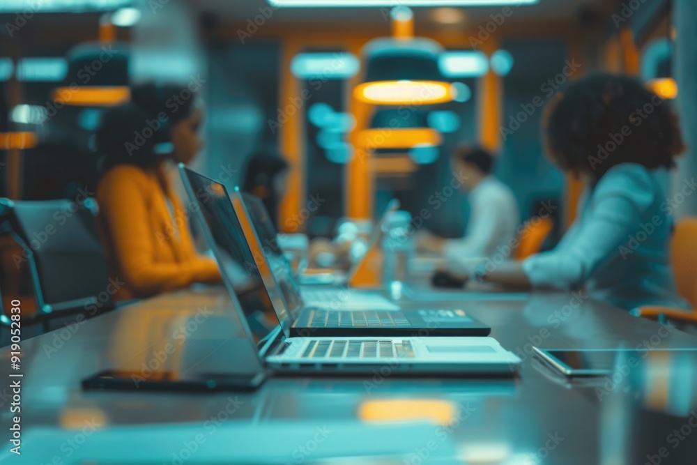 Obraz premium Productive Business Team Discussion in Modern Office Environment - Ideal for Corporate Use