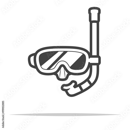 Diving mask with snorkel icon transparent vector isolated