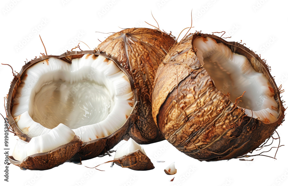 Coconut isolated on a transparent background for web, banner, wallpaper Coconut isolated on a transparent background for web, banner, wallpaper
