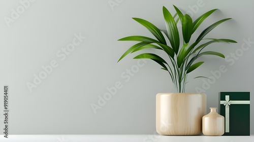  A selection of eco-friendly office supplies including recycled paper notebooks, bamboo pens, and reusable coffee cups, arranged aesthetically on a wooden desk