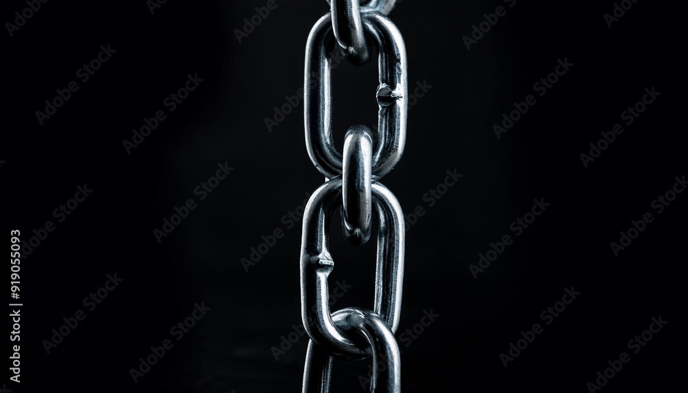Strength in Steel: Close-Up of Metal Chain Links Strength in Steel: Close-Up of Metal Chain Links