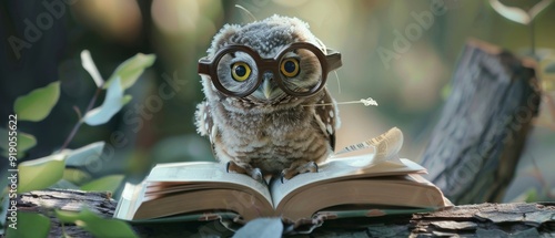 Whimsical Owl Scholar: Embarking an Adventure of Knowledge photo