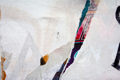 peeled posters on a wall background texture
