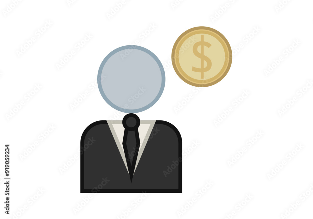 Hombre con traje de negocios con moneda de dolar Hombre con traje de negocios con moneda de dolar