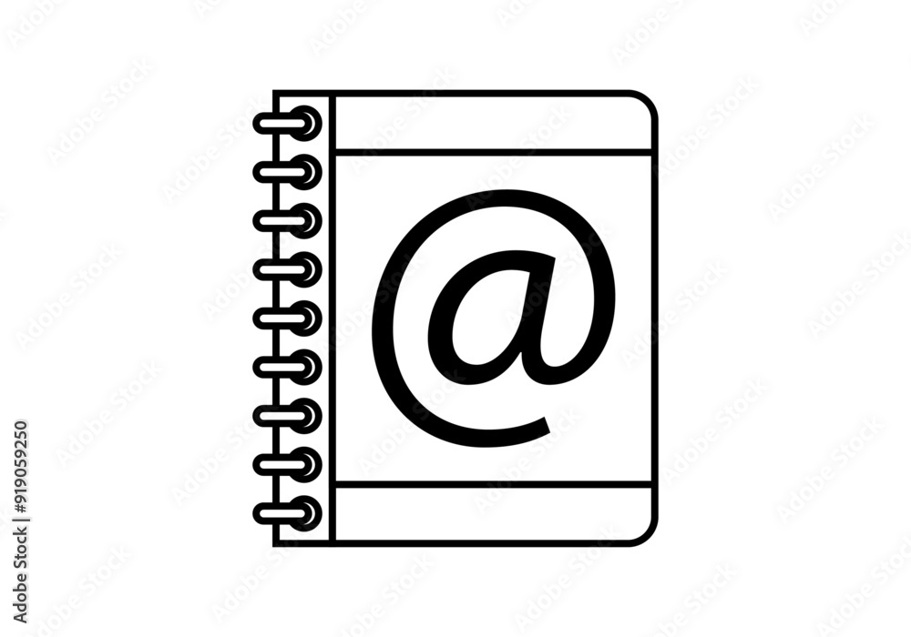 Icono negro de agenda de contactos de email Icono negro de agenda de contactos de email