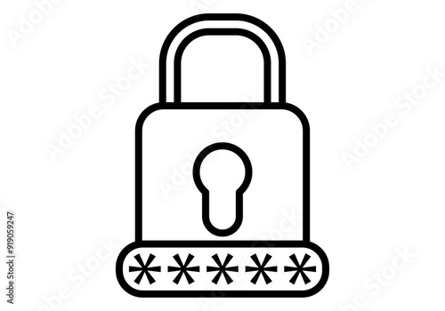 Icono negro de candado con contraseña representando ciberseguridad en internet
