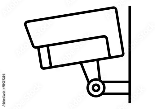 Icono negro de videocámara de vigilancia en fondo blanco