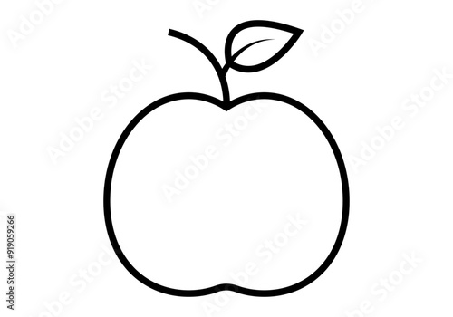 Icono negro de una manzana con una hoja