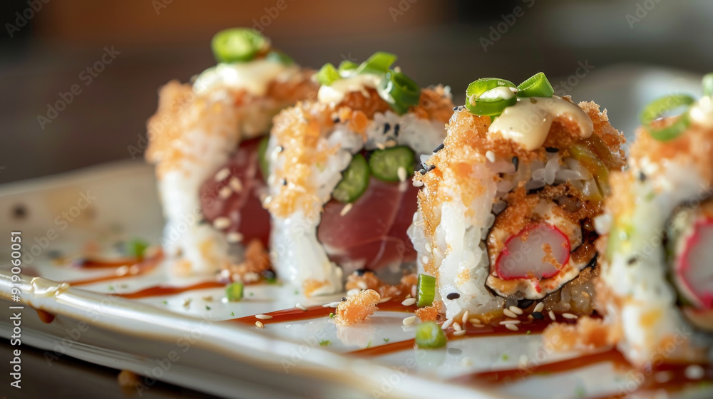 Embark, culinary, journey, Fusion, sushi, rolls, harmoniously, blend, Japanese, Western, flavors, cuisine, gourmet, culinary art, food, seafood, elegant, presentatio Embark, culinary, journey, Fusion, sushi, rolls, harmoniously, blend, Japanese, Western, flavors, cuisine, gourmet, culinary art, food, seafood, elegant, presentatio