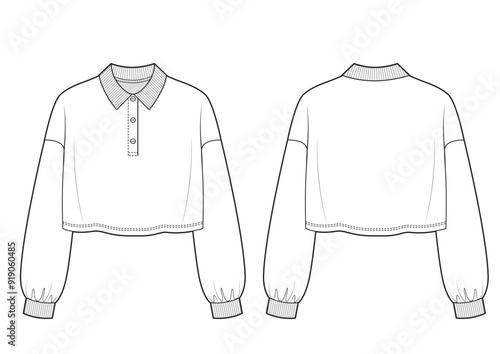 Cropped polo shirt fashion illustration.