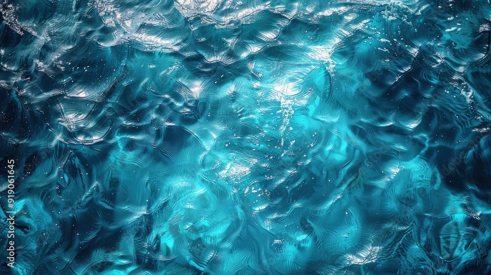 Fototapeta premium A close-up view of the shimmering surface of a blue pool, illuminated by sunlight.