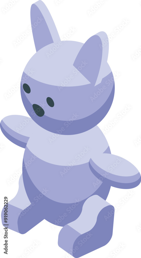 Cute purple bunny toy sitting with open arms isometric Cute purple bunny toy sitting with open arms isometric