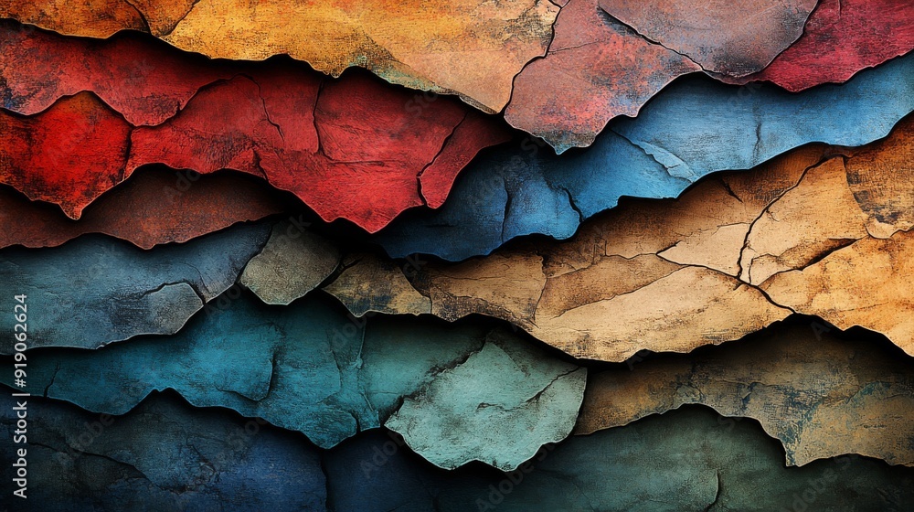 Abstract Cracked Layers of Colorful Paint Abstract Cracked Layers of Colorful Paint