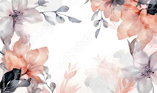 Watercolor floral background, frame, pattern, texture. For design, pastel colors	
