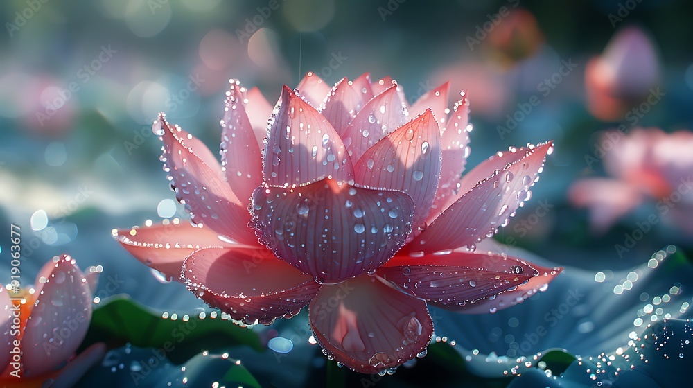 A lotus with dew-covered petals, early morning light, serene and fresh, detailed textures and colors, anime style, hd quality, natural look. --ar 16:9 --v 6.0 A lotus with dew-covered petals, early morning light, serene and fresh, detailed textures and colors, anime style, hd quality, natural look. --ar 16:9 --v 6.0