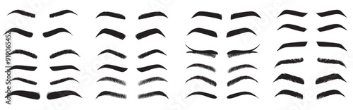  isolated eyebrows set cartoon eyebrow makeup template classic brow makeup shaping vector set.