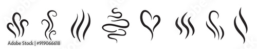 smells line hot air icon set hot aroma smells fumes fragrances evaporate icons vector.