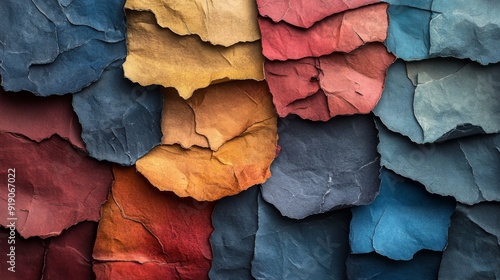 Abstract Texture of Crumpled and Layered Colorful Paper