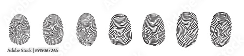 fingerprint icon set print hand drawn doodle style outline print finger vector illustration.