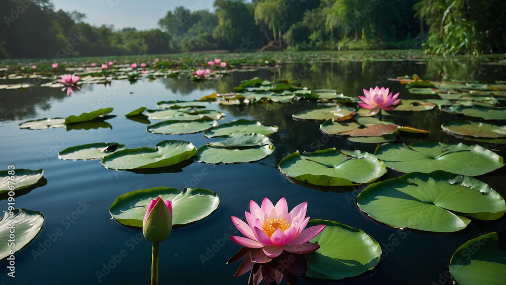 The lotus blossomed in the pond The lotus blossomed in the pond